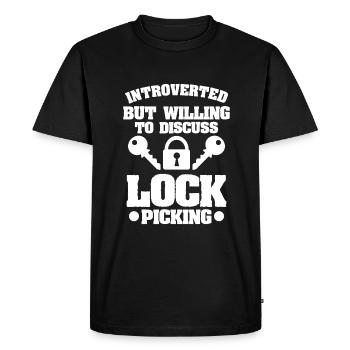 Introverti mais prêt à discuter de la cueillette de serrures - T-shirt Premium bio Homme - noir - Devant - Nico (187cm)