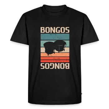 Retro Vintage Classic Bongos Player Instrument - Men's Premium Organic T-Shirt - black - Front - Nico (187cm)