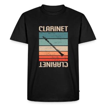 Retro Vintage Classic Clarinet Instrument Guita - Men's Premium Organic T-Shirt - black - Front - Nico (187cm)
