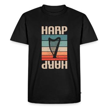 Retro Vintage Classic Harp Instrument Guita - Men's Premium Organic T-Shirt - black - Front - Nico (187cm)