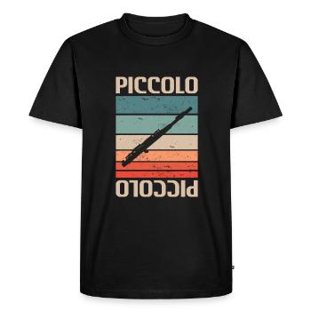Retro Vintage Classic Piccolo Player Instrument - Men's Premium Organic T-Shirt - black - Front - Nico (187cm)