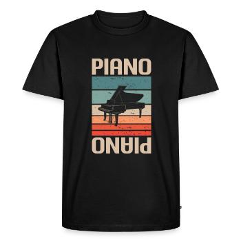 Pianiste d’instrument de piano classique rétro vintage - T-shirt Premium bio Homme - noir - Devant - Nico (187cm)