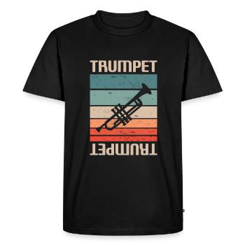 Retro Vintage Classic Trumpet Instrument Guita - Men's Premium Organic T-Shirt - black - Front - Nico (187cm)