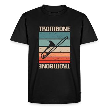 Retro Vintage Classic Trombone Player Instrument - Men's Premium Organic T-Shirt - black - Front - Nico (187cm)
