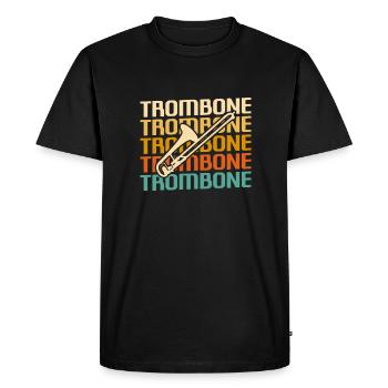 Retro Vintage Classic Trombone Player Instrument - Men's Premium Organic T-Shirt - black - Front - Nico (187cm)
