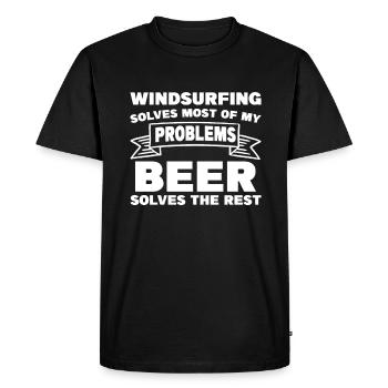 La planche à voile résout la plupart de mes problèmes que la bière résout - T-shirt Premium bio Homme - noir - Devant - Nico (187cm)
