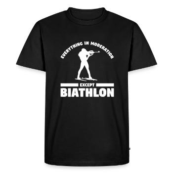 Tout avec modération sauf biathlon Bia - T-shirt Premium bio Homme - noir - Devant - Nico (187cm)