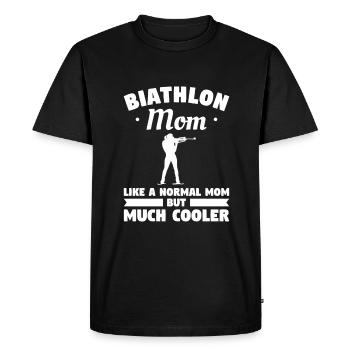 Maman biathlon comme une maman normale mais beaucoup plus cool Bia - T-shirt Premium bio Homme - noir - Devant - Nico (187cm)