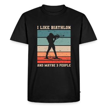 Retro I Like Biathlon And Maybe 3 People Biathlete - Men's Premium Organic T-Shirt - black - Front - Nico (187cm)