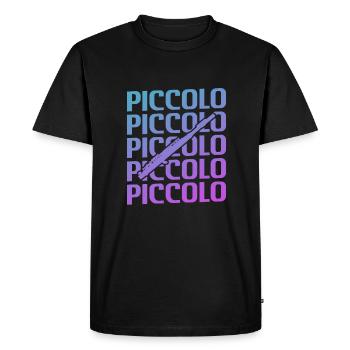 Retro Vintage Classic Piccolo Player Instrument - Men's Premium Organic T-Shirt - black - Front - Nico (187cm)