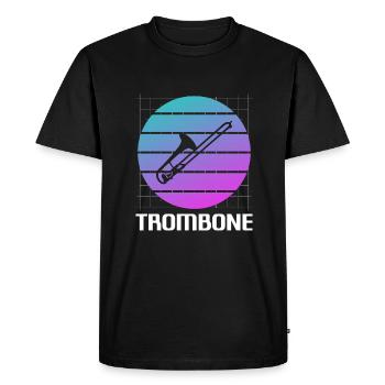 Retro Vintage Classic Trombone Player Instrument - Men's Premium Organic T-Shirt - black - Front - Nico (187cm)