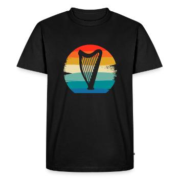 Retro Vintage Classic Harp Instrument Guita - Men's Premium Organic T-Shirt - black - Front - Nico (187cm)