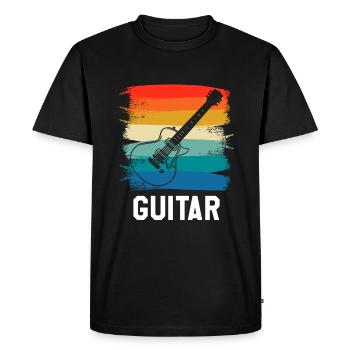 Retro Vintage Classic Guitar Instrument Guita - Men's Premium Organic T-Shirt - black - Front - Nico (187cm)