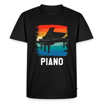 Pianiste d’instrument de piano classique rétro vintage - T-shirt Premium bio Homme - noir - Devant - Nico (187cm)