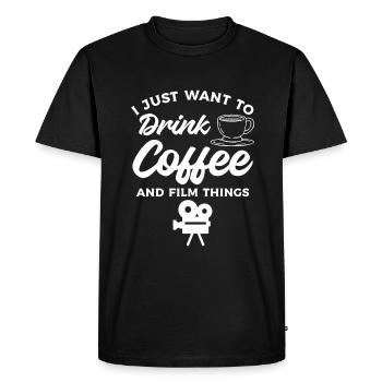 Je veux juste boire du café et filmer des choses Filmma - T-shirt Premium bio Homme - noir - Devant - Nico (187cm)