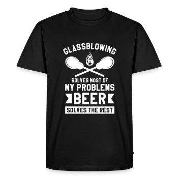 Le soufflage du verre résout la plupart de mes problèmes La bière résout - T-shirt Premium bio Homme - noir - Devant - Nico (187cm)