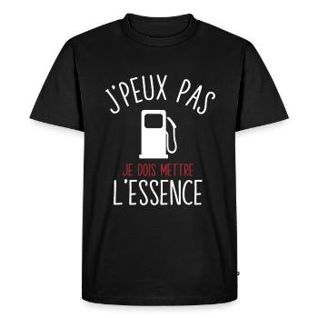 J'Peux Pas Je Dois Mettre L'Essence Humour - T-shirt Premium bio Homme - noir - Devant - Nico (187cm)