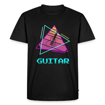 Retro Vintage Classic Guitar Instrument Guita - Men's Premium Organic T-Shirt - black - Front - Nico (187cm)