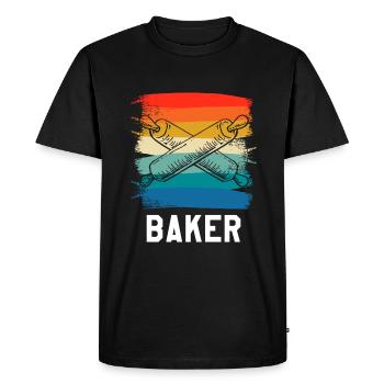 Retro Vintage Classic Baker Baking - Men's Premium Organic T-Shirt - black - Front - Nico (187cm)