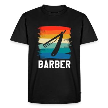 Coiffure Retro Vintage Classic Barber - T-shirt Premium bio Homme - noir - Devant - Nico (187cm)