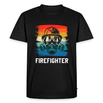 Retro Vintage Classic Firefighter Firefighting - Men's Premium Organic T-Shirt - black - Front - Nico (187cm)