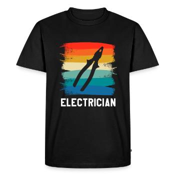 Retro Vintage Classic Electrician Electrical - Men's Premium Organic T-Shirt - black - Front - Nico (187cm)