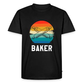 Retro Vintage Classic Baker Baking - Men's Premium Organic T-Shirt - black - Front - Nico (187cm)