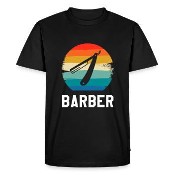 Coiffure Retro Vintage Classic Barber - T-shirt Premium bio Homme - noir - Devant - Nico (187cm)