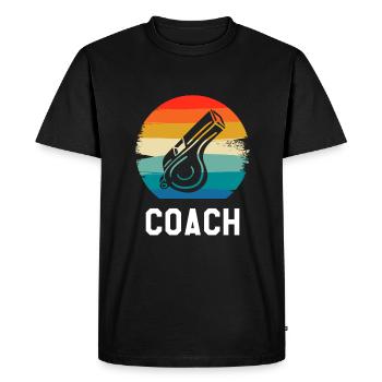 Rétro Vintage Classic Coach Coaching - T-shirt Premium bio Homme - noir - Devant - Nico (187cm)