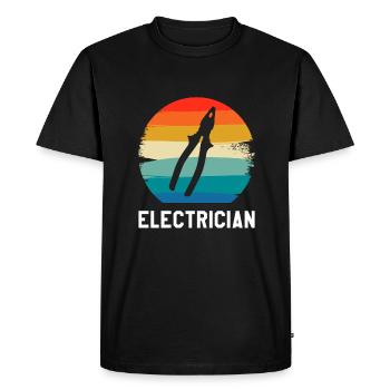 Retro Vintage Classic Electrician Electrical - Men's Premium Organic T-Shirt - black - Front - Nico (187cm)