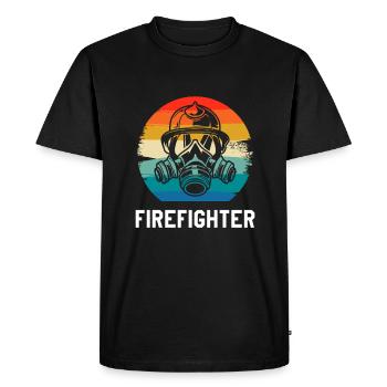 Retro Vintage Classic Firefighter Firefighting - Men's Premium Organic T-Shirt - black - Front - Nico (187cm)