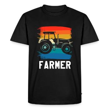 Retro Vintage Classic Farmer Farming - Men's Premium Organic T-Shirt - black - Front - Nico (187cm)