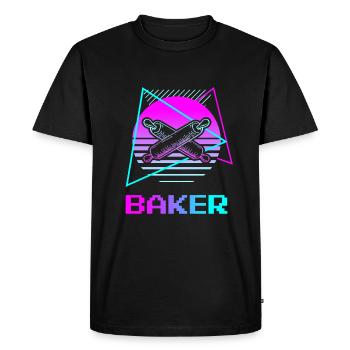 Retro Vintage Classic Baker Baking - Men's Premium Organic T-Shirt - black - Front - Nico (187cm)