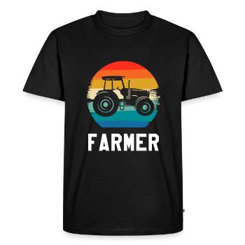 Retro Vintage Classic Farmer Farming - Men's Premium Organic T-Shirt - black - Front - Nico (187cm)