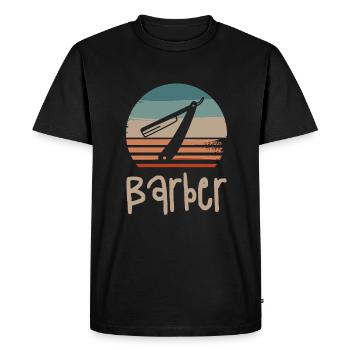 Coiffure Retro Vintage Classic Barber - T-shirt Premium bio Homme - noir - Devant - Nico (187cm)