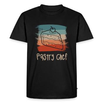 Retro Vintage Pastry Chef Pastries - Men's Premium Organic T-Shirt - black - Front - Nico (187cm)