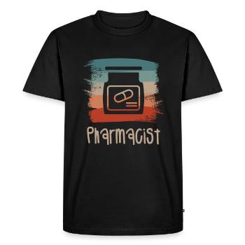 Retro Vintage Pharmacist Pharmacy - Men's Premium Organic T-Shirt - black - Front - Nico (187cm)