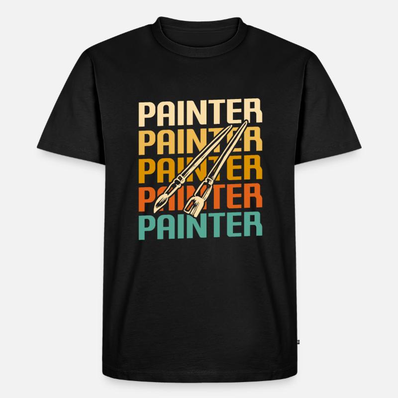 Retro Painter Paint Painting - Männer Premium Bio T-Shirt - Schwarz