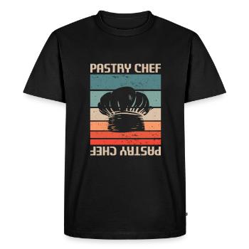 Retro Vintage Pastry Chef Pastries - Men's Premium Organic T-Shirt - black - Front - Nico (187cm)