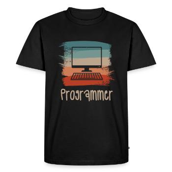 Retro Vintage Programmer Computer Programming - Men's Premium Organic T-Shirt - black - Front - Nico (187cm)