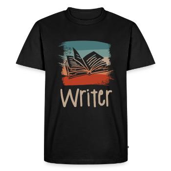 Retro Vintage Writer Professeur d’écriture de livres - T-shirt Premium bio Homme - noir - Devant - Nico (187cm)