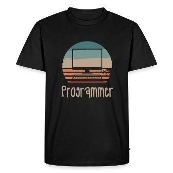Retro Vintage Programmer Computer Programming - Men's Premium Organic T-Shirt - black - Front - Nico (187cm)