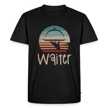 Rétro Vintage Waiter Restaurant servant - T-shirt Premium bio Homme - noir - Devant - Nico (187cm)