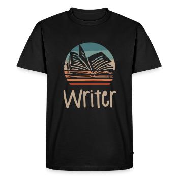 Retro Vintage Writer Professeur d’écriture de livres - T-shirt Premium bio Homme - noir - Devant - Nico (187cm)