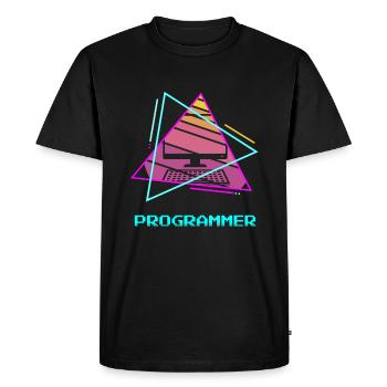 Retro Programmer Computer Programming - Men's Premium Organic T-Shirt - black - Front - Nico (187cm)