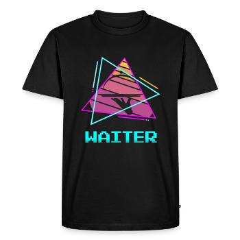Rétro Vintage Waiter Restaurant servant - T-shirt Premium bio Homme - noir - Devant - Nico (187cm)