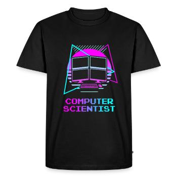 Retro Computer Scientist Information - Men's Premium Organic T-Shirt - black - Front - Nico (187cm)