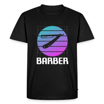 Coiffure Retro Vintage Classic Barber - T-shirt Premium bio Homme - noir - Devant - Nico (187cm)