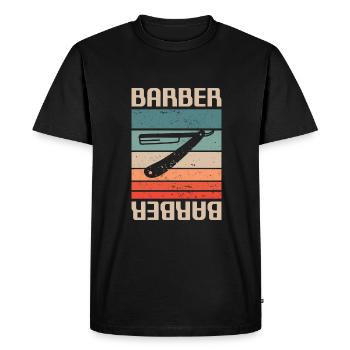Coiffure Retro Vintage Classic Barber - T-shirt Premium bio Homme - noir - Devant - Nico (187cm)
