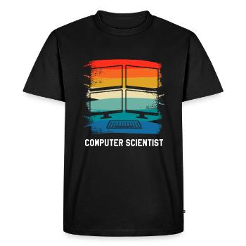 Retro Vintage Computer Scientist Information - Men's Premium Organic T-Shirt - black - Front - Nico (187cm)